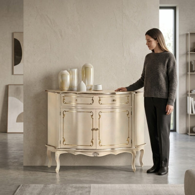 Muebles de madera de lujo italianos blancos, cómoda buffet de sala de estar