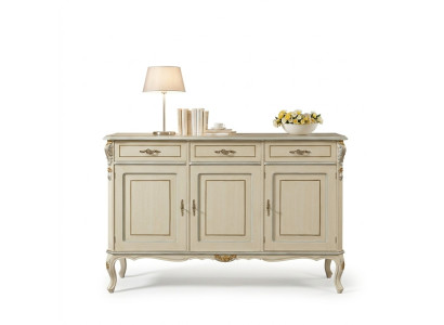 Muebles de madera de lujo de Italia en blanco. Gran aparador para sala de estar. Muebles nuevos.