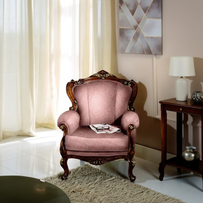 Envía sillas de diseño de lujo barroco rosa italiano, muebles de salón de madera nuevos.