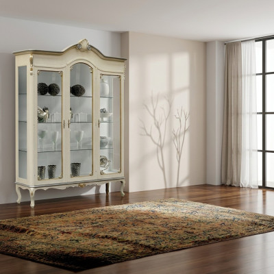 Diseño italiano de muebles de lujo de madera barroca armario vitrina blanco sala de estar xxl nuevo.