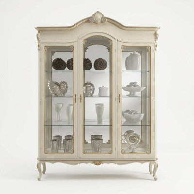 Diseño italiano de muebles de lujo de madera barroca armario vitrina blanco sala de estar xxl nuevo.