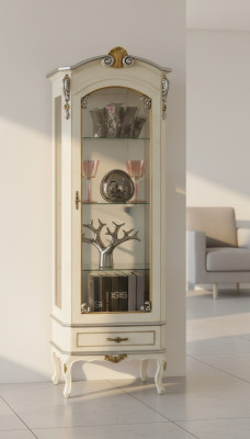 Muebles de lujo clásicos de madera blanca Vitrina Elegante armario vitrina Muebles italianos nuevos.