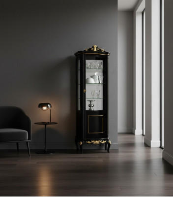 Diseñador de muebles de madera de lujo de estilo barroco italiano elegante vitrina de armario para sala de estar.