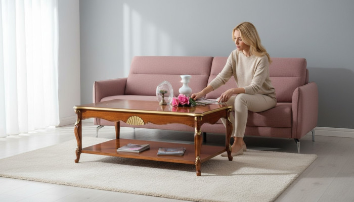 Diseño Madera Muebles Italianos Estilo Barroco Marrón Mesa de Centro Mesa de Sala de Estar Nuevo