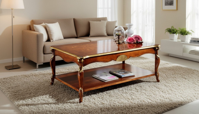 Diseño Madera Muebles Italianos Estilo Barroco Marrón Mesa de Centro Mesa de Sala de Estar Nuevo