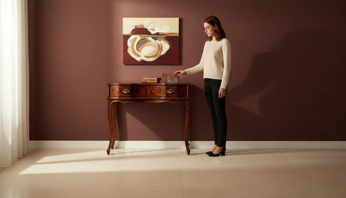 Madera Mesa de consola de muebles italianos marrón Muebles Estilo barroco Diseño de consolas