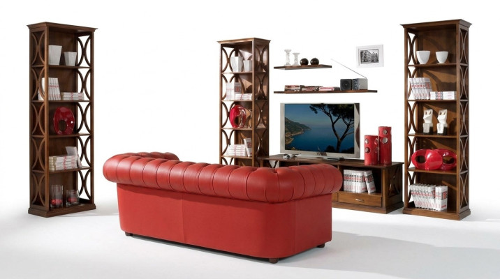Conjunto de lujo de 5 piezas para sala de estar: armario de TV, 2 estanterías de libros y 2 muebles estantes.