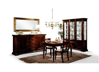 Mesa de comedor 2 sillas Vitrina Cómoda Espejo Conjunto completo de comedor de 6 piezas nuevo