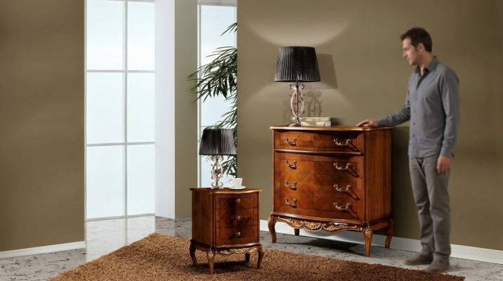 Muebles barrocos italianos de noche en marrón de madera - nuevo.