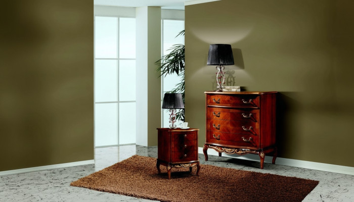 Muebles barrocos italianos de noche en marrón de madera - nuevo.