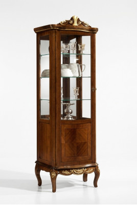 Muebles clásicos de madera marrón Vitrina Elegante armario vitrina de lujo Muebles italianos