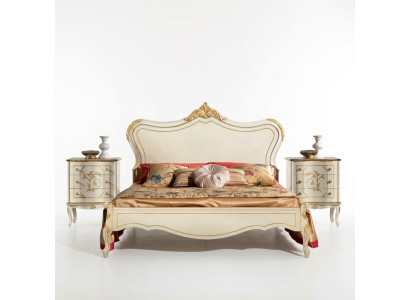 Diseño de lujo Cama clásica Estructura de cama de madera Estilo barroco Muebles italianos