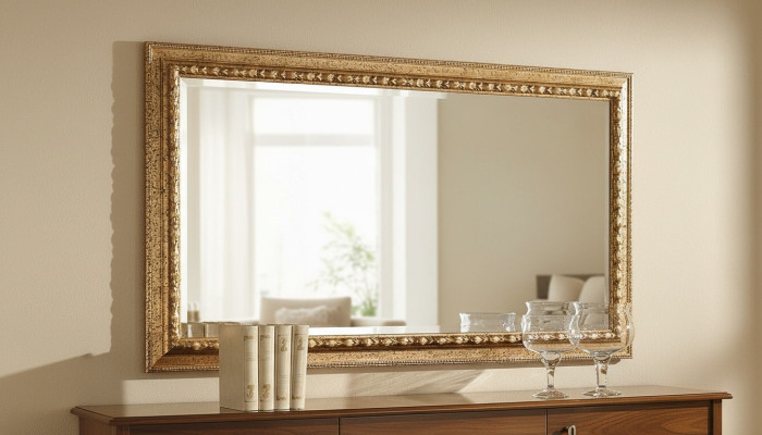 Diseño de espejo dorado de lujo xxl, espejo de pared con marco de madera estilo barroco italiano nuevo.