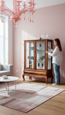 Muebles clásicos de madera marrón Vitrina Elegante armario vitrina Muebles italianos