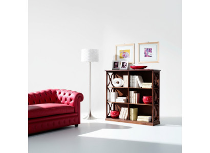 Diseñador de lujo armarios estantería libros marrón madera clásico italiana.