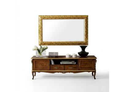 Conjunto de lujo de 2 piezas - Aparador, bajo soporte para TV y espejo. Muebles de madera italianos.