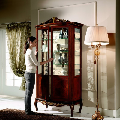 Muebles de diseño de lujo Muebles italianos Gran vitrina de madera marrón Vitrina de lujo