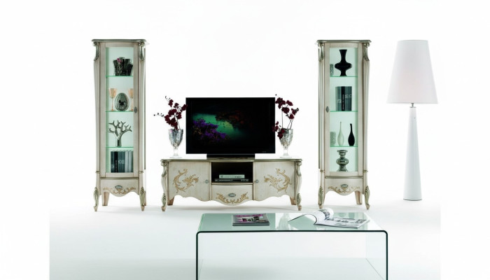 Lujoso conjunto de 3 piezas para el salón con 2 vitrinas Muebles italianos de estilo clásico