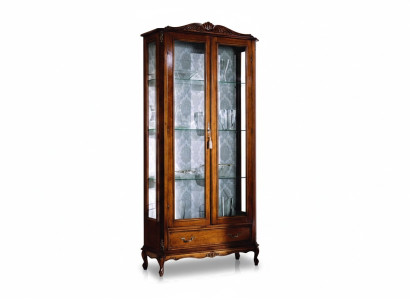 Diseñador de lujo vitrina de madera marrón 2 puertas de vidrio 1 cajón Muebles italianos