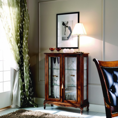 Diseñador no vidriera madera marrón aparador puertas de vidrio lujo muebles italianos.