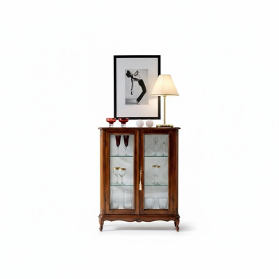 Diseñador no vidriera madera marrón aparador puertas de vidrio lujo muebles italianos.