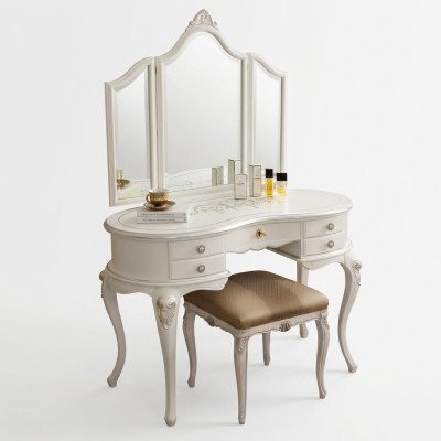 Muebles De Madera Barroca Mesas Consola Espejo Tocador Italiano Mesa De Maquillaje De 2 Piezas.