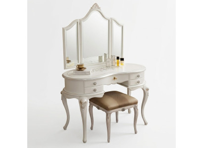 Muebles De Madera Barroca Mesas Consola Espejo Tocador Italiano Mesa De Maquillaje De 2 Piezas.