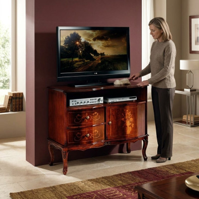 Aparador de TV, Mueble de TV bajo, Armario de TV italianos para el salón, muebles de madera nuevos.