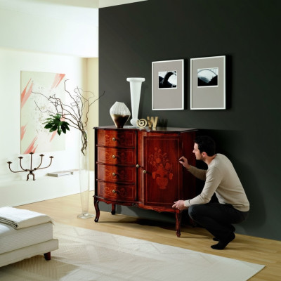 Muebles de madera de lujo de diseño italiano cómoda aparador estilo barroco sideboard