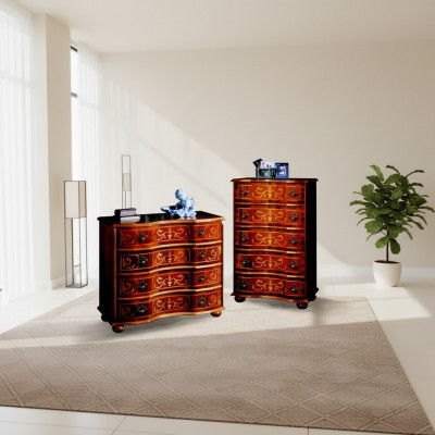 Mueble italiano de madera design de lujo, cómoda de armario con 4 cajones, marrón.