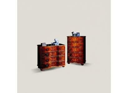 Mueble italiano de madera design de lujo, cómoda de armario con 4 cajones, marrón.