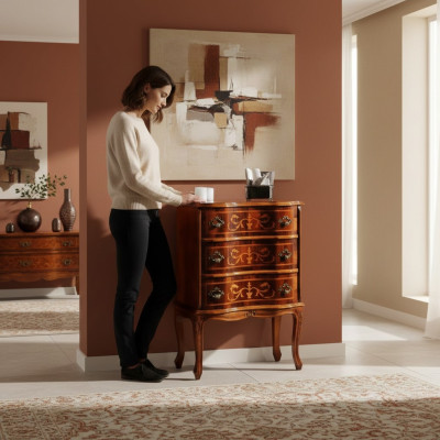 Muebles de madera italianos de diseño, cómoda, armario, aparador para dormitorio.