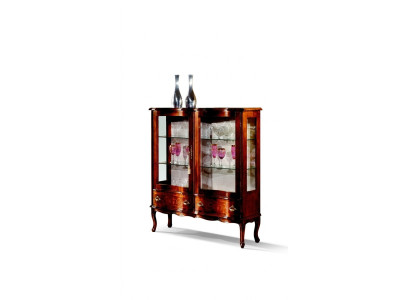 Diseñador de lujo vitrina de madera marrón 2 puertas de vidrio 2 cajones Muebles italianos.
