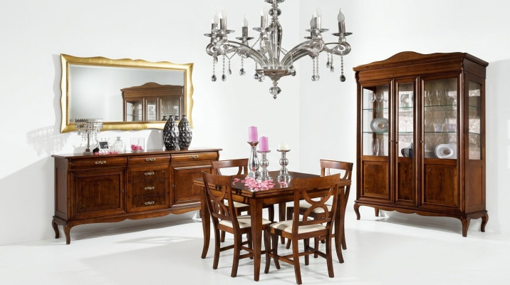 Mesa con 4 sillas Aparador Espejo Conjunto de comedor completo de 8 piezas nuevo