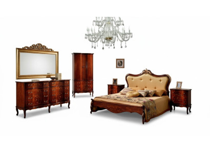 Juego de dormitorio de 3 piezas: cama y 2 mesitas de noche. Muebles barrocos italianos nuevos.