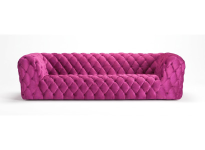 Gran sofá Chesterfield XXL rosa de 4 plazas, tapizado en tela, 250 cm nuevo.