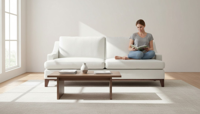 Sofá beige con botones Estilo americano Sofá Tapizado Asiento Sofás Sofás Lujo Nuevo
