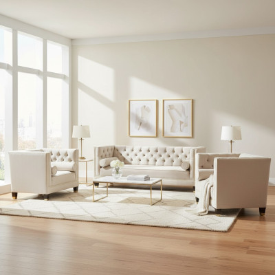 Sofá de terciopelo con cojines, conjunto de sofás de 3 piezas para la sala de estar.