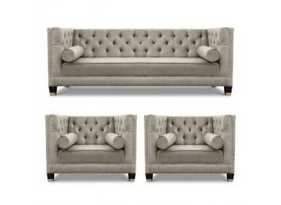 Sofá Chesterfield beige, conjunto de muebles de lujo, tela de tela, sala de estar, nuevo