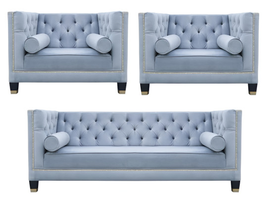 Conjunto de sofás azul Chesterfield, sillón de tela creativa, muebles nuevos para el salón.