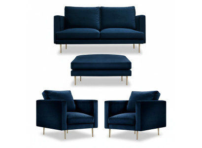 Grupo de sofás, sillón, taburete, muebles, textil, tela, azul, sofá de dos plazas, sala de estar, nuevo.