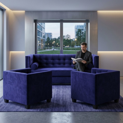 Sofá cama Silla Muebles creativos Tela Textil Azul Grupo Sala de estar Moderno Sofá
