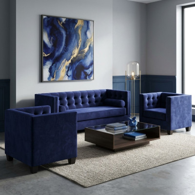 Sofá cama Silla Muebles creativos Tela Textil Azul Grupo Sala de estar Moderno Sofá