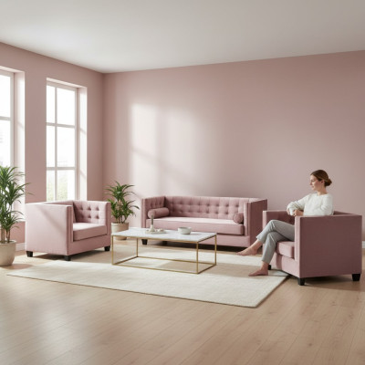 Sofá de terciopelo con cojines, juego completo de muebles de salón.