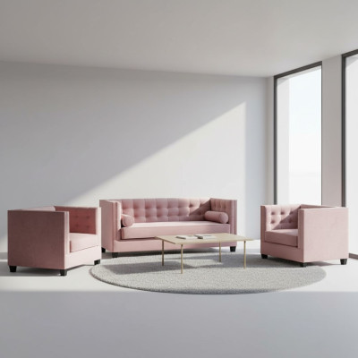 Sofá de terciopelo con cojines, juego completo de muebles de salón.