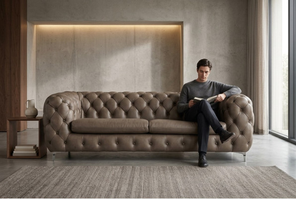 Sofá Chesterfield marrón xxl grande de cuero para sala de estar, muebles de 4 plazas violeta amarillo verde