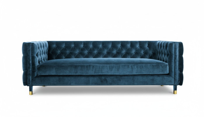 Lujo Chesterfield terciopelo azul tres plazas muebles tapizados sala de estar hotel prácticas