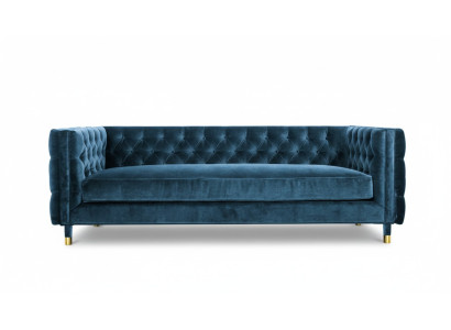 Lujo Chesterfield terciopelo azul tres plazas muebles tapizados sala de estar hotel prácticas