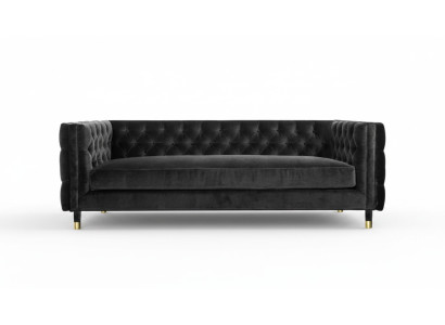 Sofá Chesterfield negro Big de lujo, muebles de 4 plazas en tela.