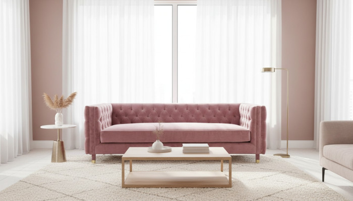 Sofá Chesterfield rosa, muebles creativos para 4 personas, nuevo, sofá grande XXL.